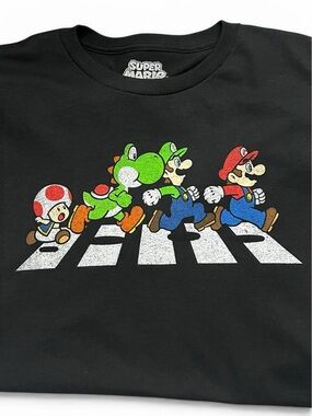 Super Mario Bros Beatles Abbey Road Spoof Parody T-Shirt Adult 90s XL Retro